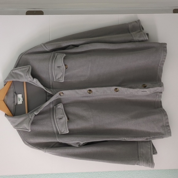 Aerie Oversized Luxe Trucker Shaket Relaxed Fit Gray button down side pockets M - Picture 3 of 8